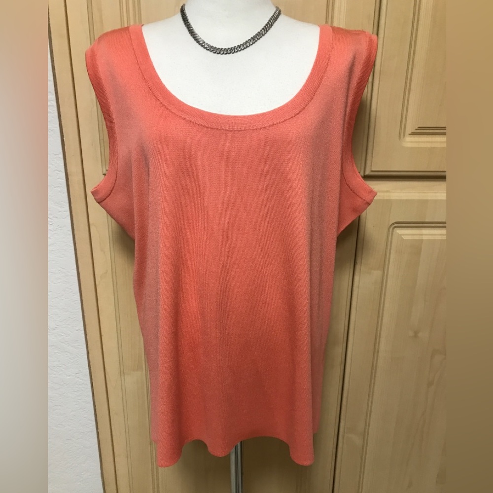 Womens Misook classic knit tank top size XL Orange coral high quality
